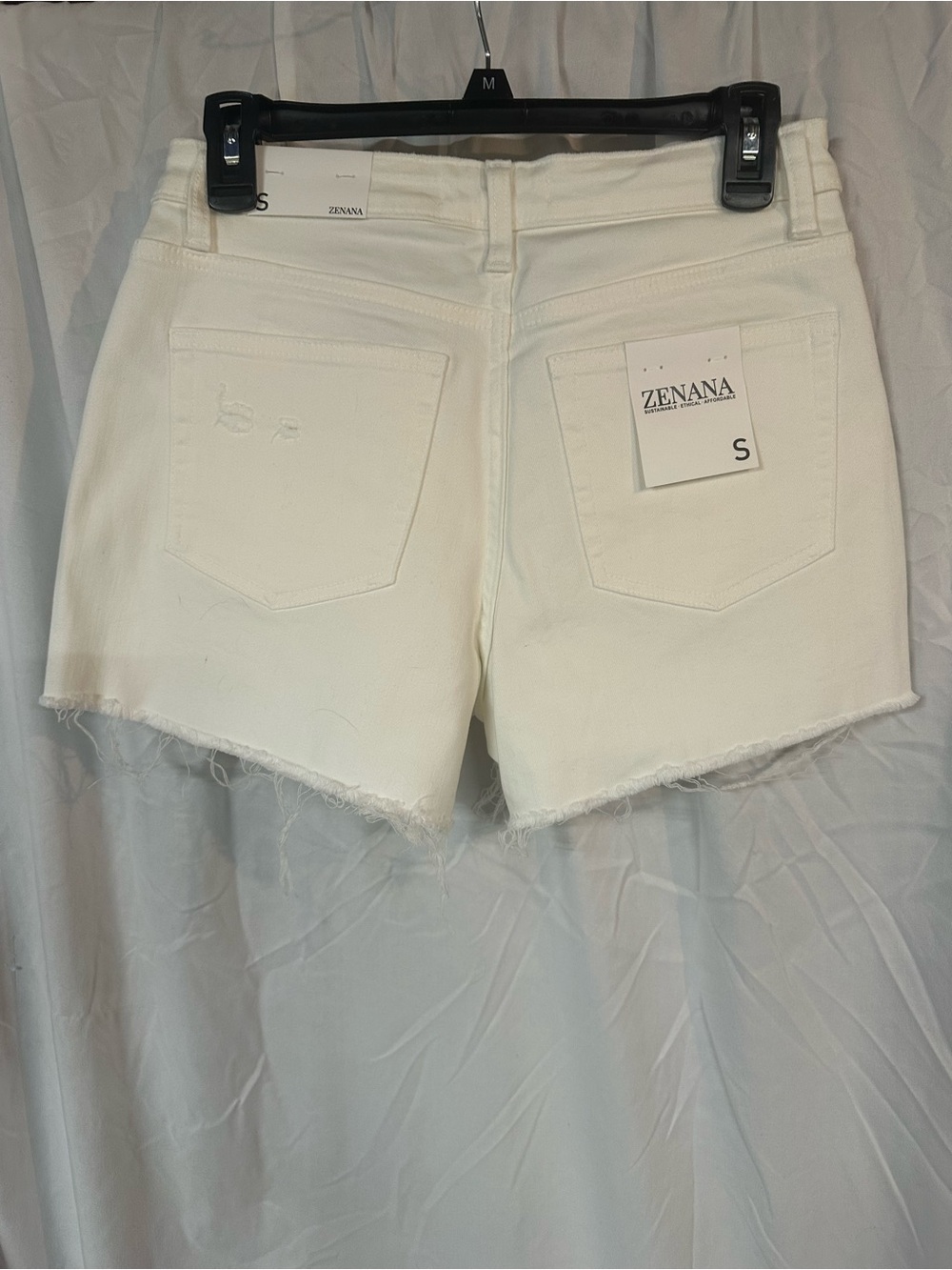 Zenana Outfitters White High-Rise Denim Cutoff Shorts - Picture 3 of 4